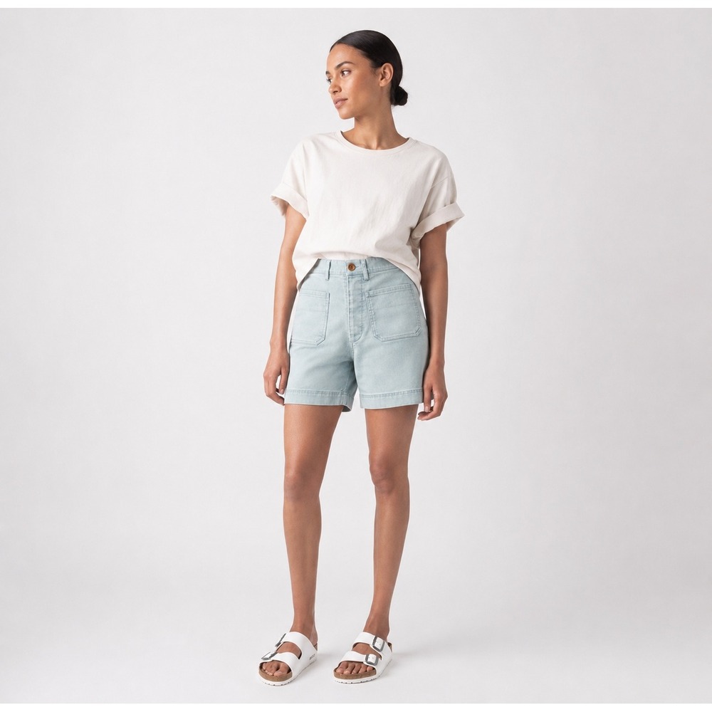 Caron Callahan Cotton Japanese Twill Stewart Short in Light Blue Size 2